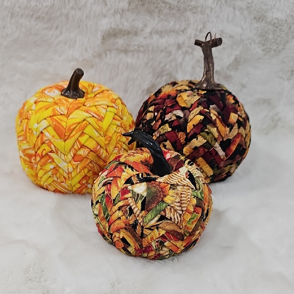 Set Of  Handmade Fabric Pumpkins